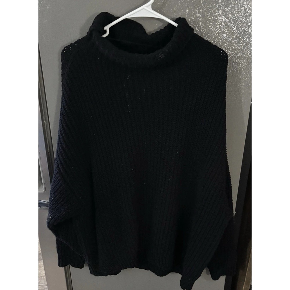 Free People Oversized‎ sweater Black Long Sleeve Women's Medium Boho Hippie